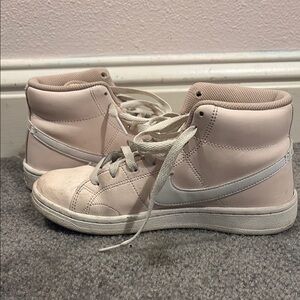 Nike Pink and White High-Top Sneakers